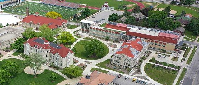 Aerial drone photo of the Carroll University Campus